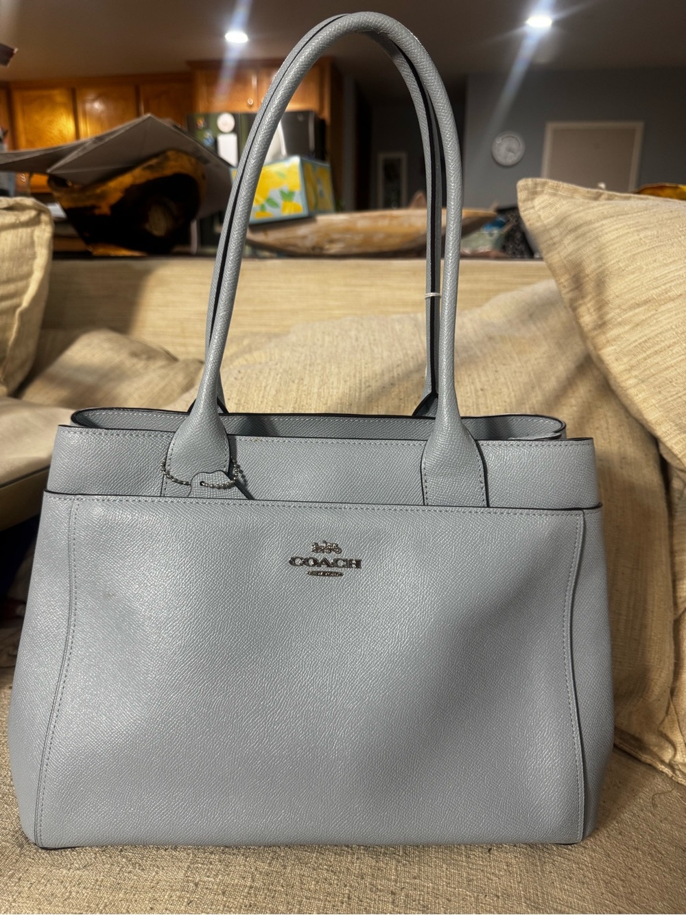 Coach Light Blue Pebbled Leather Tote